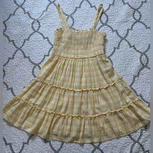 Hollister Smocked Tiered Yellow And White Plaid Sundress Women’s Size Medium